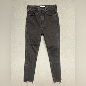 Moussy Vintage Distressed Black Wash High Waisted Stretch Skinny Denim Jeans 25